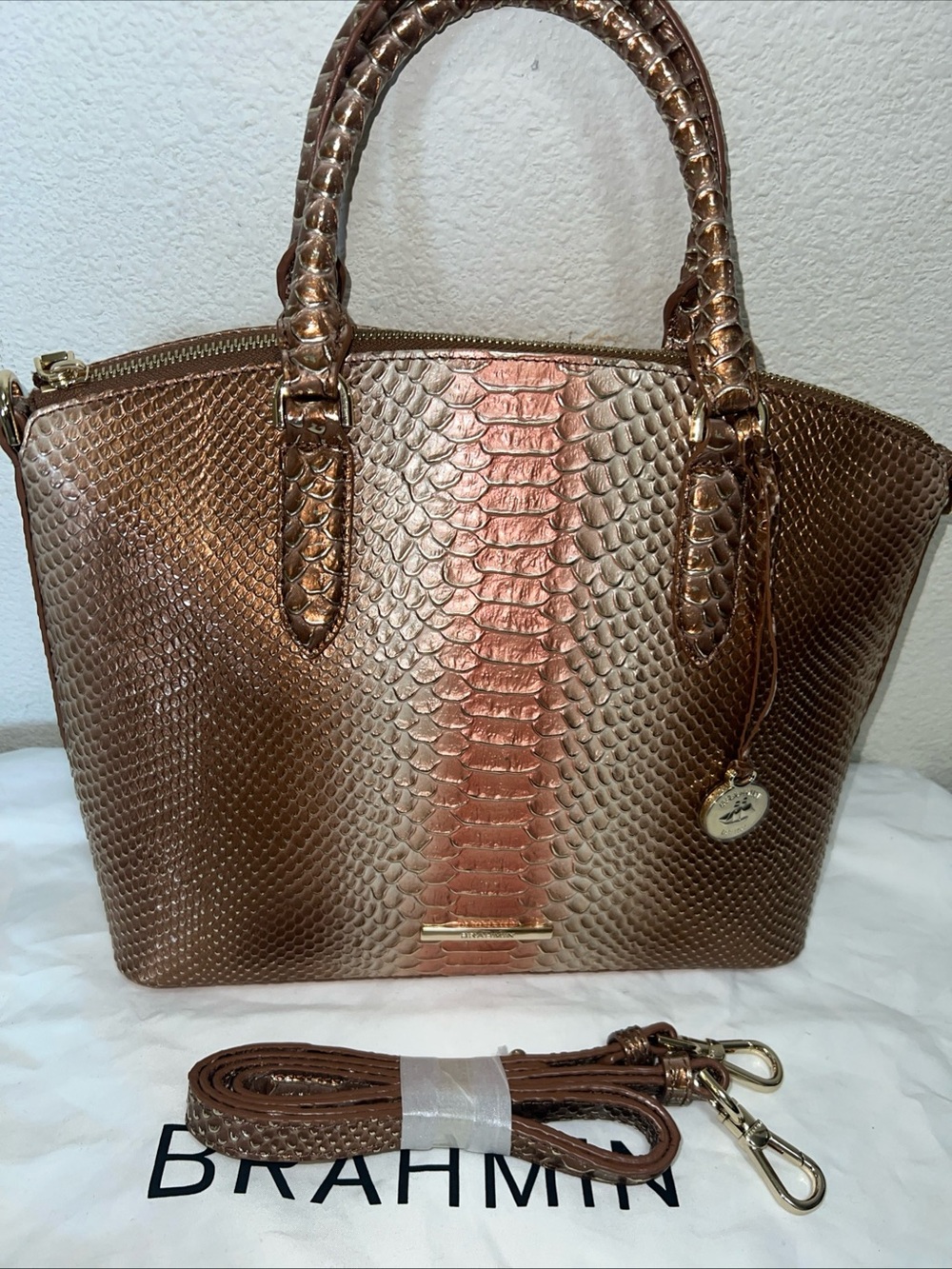 Brahmin Duxbury Cocoa Bay Crossbody Bag With Dust Bag